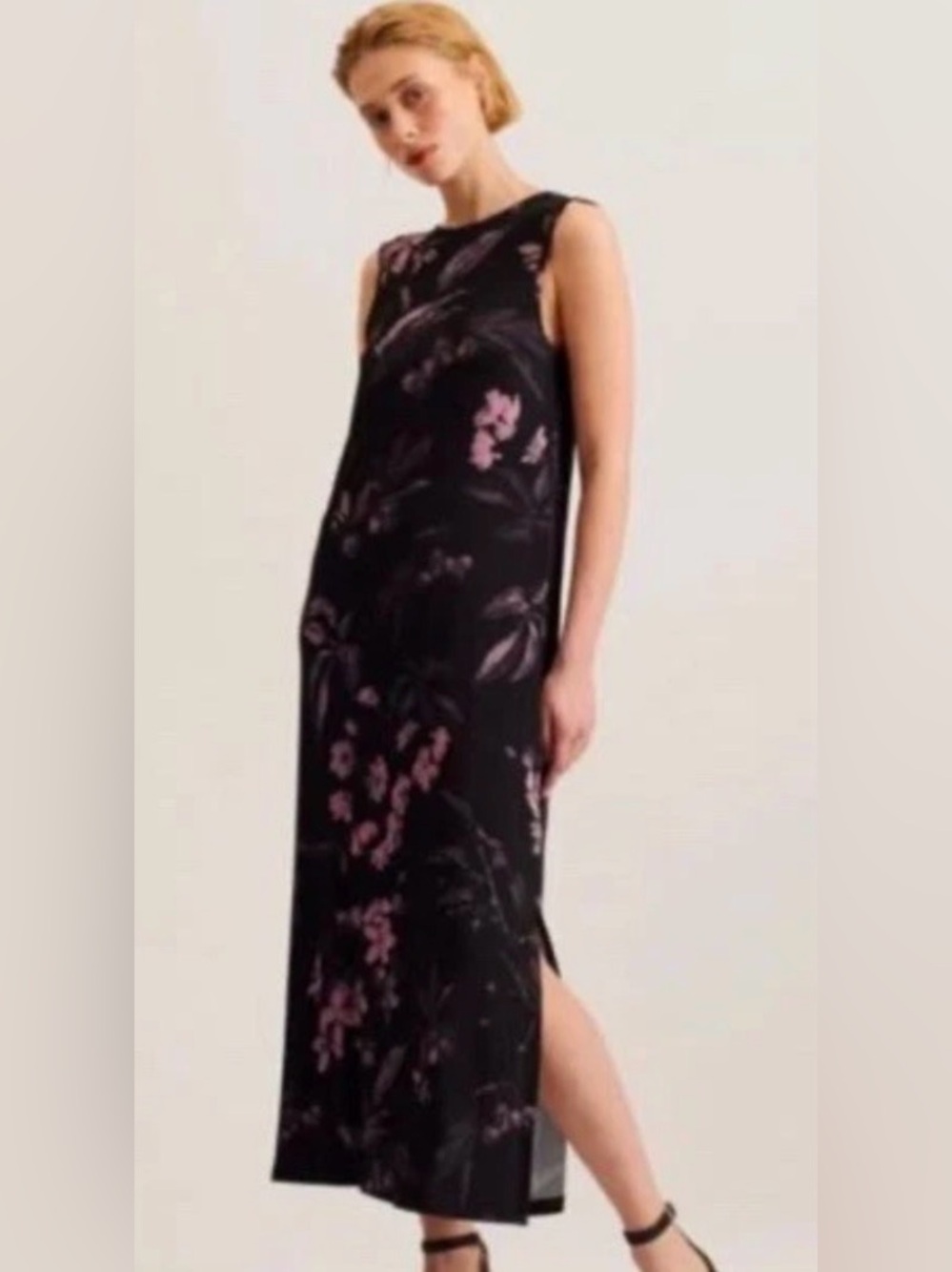 Ted Baker Wmd Avial Maxi Dress Floral in Black & Pink NWT